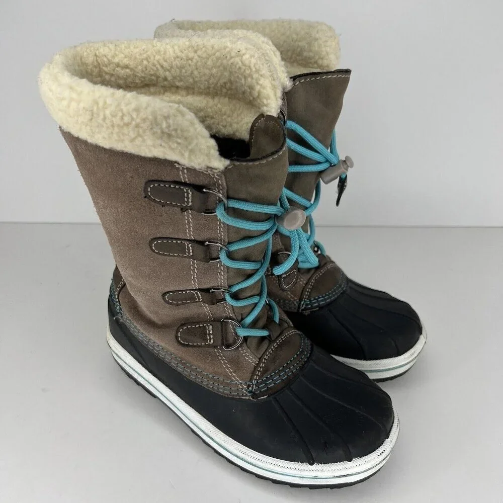 Cat & Jack Thermolite Insulated Girls Size 2 Faux FurLined Duck Boots